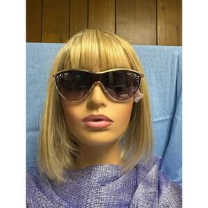 Bebe Women’s Oversized Shield Sunglasses –Gold Metal w Rhinestone Accents –(NWT)